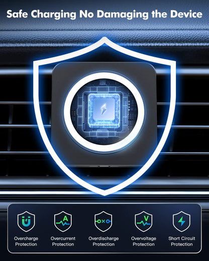 Car Mag-Safe Wireless Charger - Car Mount Fast Charging Air Vent Phone Holder Mount for Iphone 17/16/15/14/13/12 - Black