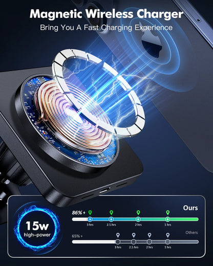 Car Mag-Safe Wireless Charger - Car Mount Fast Charging Air Vent Phone Holder Mount for Iphone 17/16/15/14/13/12 - Black