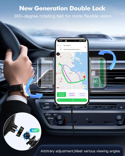 Car Mag-Safe Wireless Charger - Car Mount Fast Charging Air Vent Phone Holder Mount for Iphone 17/16/15/14/13/12 - Black